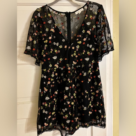 Floral Embroidered Black Dress - Picture 1 of 3
